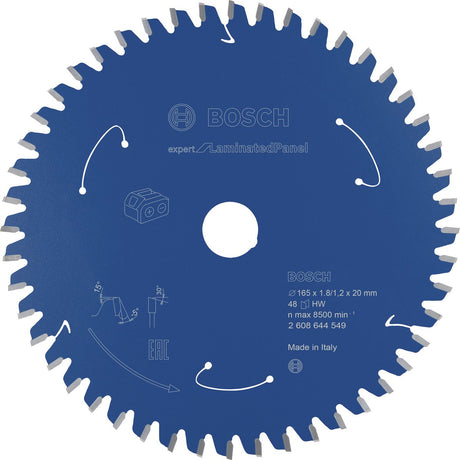 Bosch 2608644549 Kreissägeblatt Akku Expert – 165 x 20 x 48t – Melaminplatte – Hartmetall