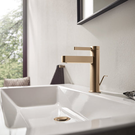 Hansgrohe finoris – Waschtisch-Mischbatterie – Einhebelbedienung – Kaltstart energiesparend – mit Ablaufgarnitur – 110 mm – Bronze gebürstet