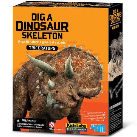 4m Grabe deinen Dino aus – Triceratops – Ausgrabungsset und Modellskelett – Kidzlabs – 7+