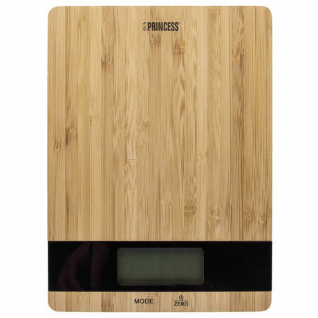 Princess 492944 Küchenwaage – digital – stilvolles Bambus – 1 g bis 5 kg – Tara-Funktion