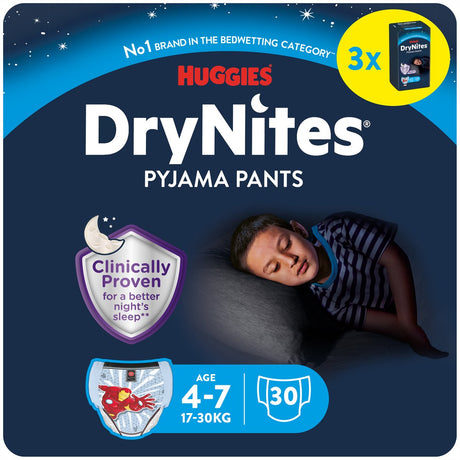 Drynites Huggies Windelhosen – Jungen – 4 bis 7 Jahre (17 – 30 kg) – 30 Stück – Vorteilspackung