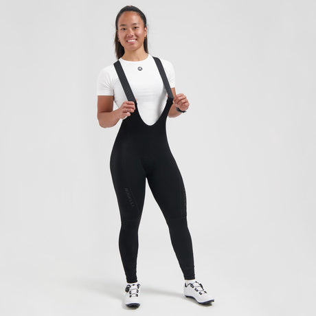 Rogelli essential dames lange fietsbroek - zeem - bretels - zwart