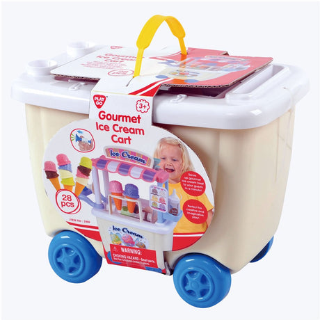 Playgo-Spielzeugladen für Kinder – Schiebewagen – Eisstand mit Eis – Tonset – Eiscreme-Ton