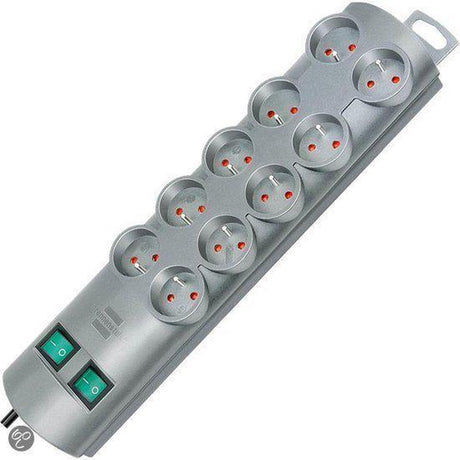 Brennerstuhl Primera-Line Steckdosenleiste 10-fach Silber 2m H05VV-F 3G1,5 die Steckdosen sind je 5 schaltbar *fr*