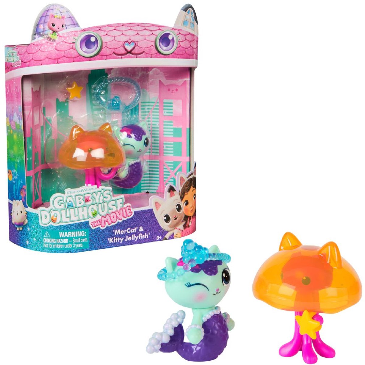 Gabby's Dollhouse The Movie Spielfiguren-Set mit 2 Kätzchen, Meerjungfrau, Katze, Jelly Kitty | 2 Stk