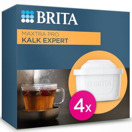 Brita Wasserfilterkartusche Maxtra Pro Limescale Expert – 4 Stück – Original Wasserfilter für alle Kannen zum Schutz von Geräten mit hartem Wasser – filtert unter anderem Kalk, Verunreinigungen, Chlor und Metalle