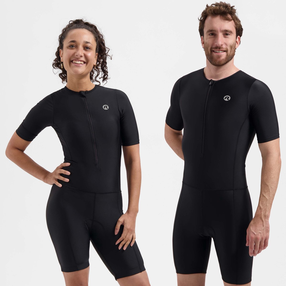 Rogelli florida trisuit met korte mouwen - triatlonpak voor dames en heren - ademend, sneldrogend - zwart - maat s