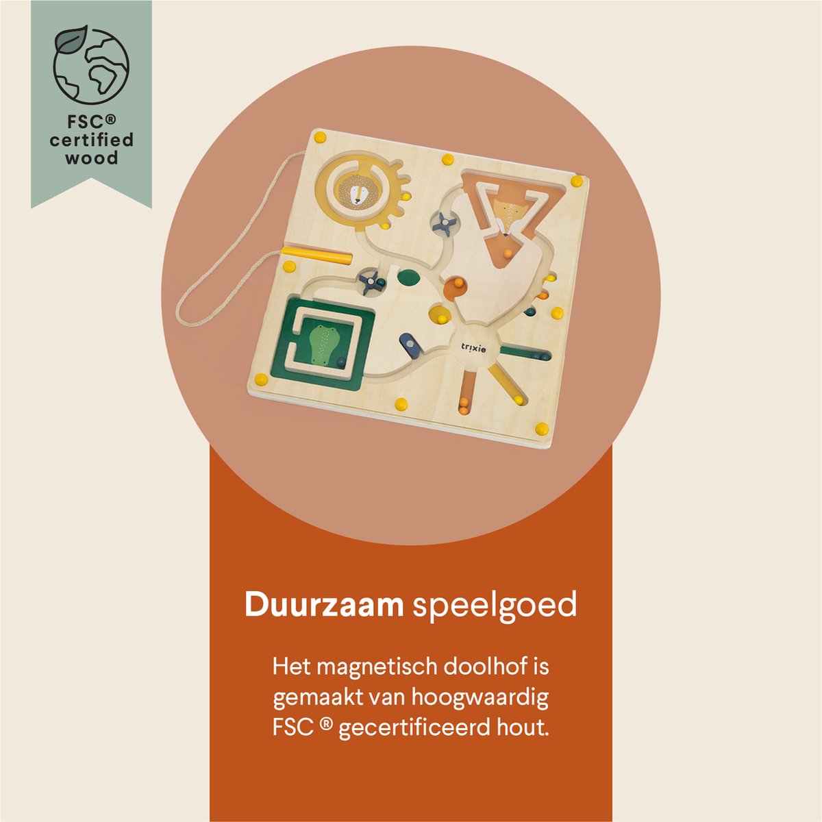 Trixie Magnetlabyrinth – Holzspielzeug – für Kinder – Brettspiel ab 2 Jahren – fördert die Entwicklung – fsc