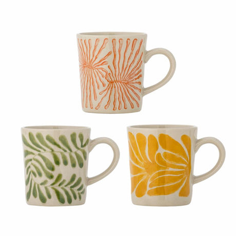 Bloomingville Becher Steingut gelb Fauni – 3er-Set