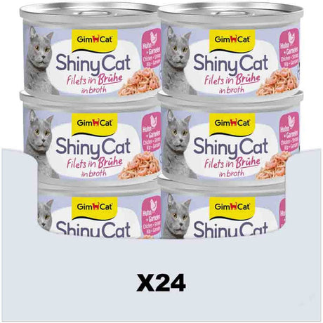 Gimcat 24 x 70 g – Shinycat-Filets in Gelee-Hähnchen + Garnelen