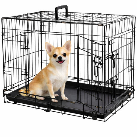 Flamingo Hundebox S – faltbare Hundebox Auto – Hundebox Drahtkäfig Mezo Schwarz – 61x43x50 cm – ideal für zu Hause unterwegs
