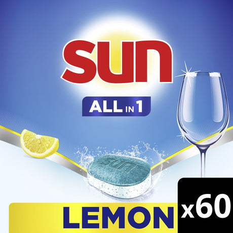 Sun all-in 1 vaatwastabletten - citroen - reinigt en beschermt pannen in de vaatwasser - 60 tabletten