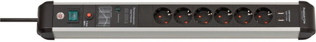 Brennerstuhl premium-protect-line 60.000a Steckdosenleiste mit Überspannungsschutz und USB 6-fach 3m h05vv-f 3g1,5