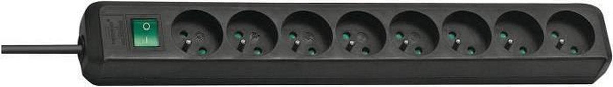 Brennerstuhl Eco-Line Steckdose mit Schalter 8-fach schwarz 3m h05vv-f 3g1,5 *fr*