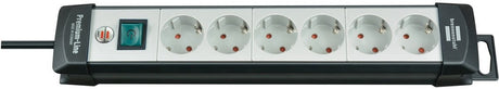 Brennerstuhl premium-line Steckdosenleiste 6-fach schwarz hellgrau 3m h05vv-f 3g1,5