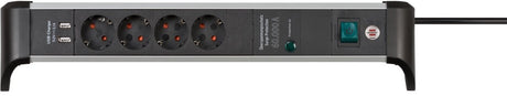 Brennerstuhl alu-office-line 60.000a Überspannungsschutz-Steckdosenleiste mit USB-Ladefunktion 4-fach 1,8m h05vv-f 3g1,5