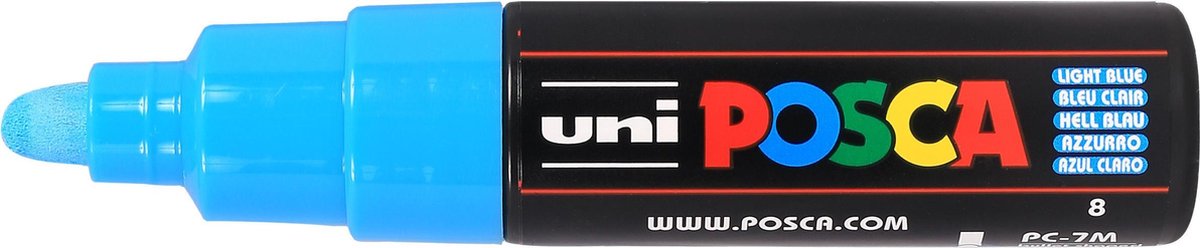 Uni mitsubishi pencil uni posca verfmarker 7m lichtblauwe - conische punt 4,5mm