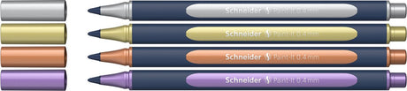 Schneider Schreibgeräte Schneider Paint-it 050 – Tintenroller metallic – 0,4 mm – Etui 4 Stück – sortiert – s-ml05011501
