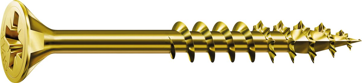 Spax Universalschraube, 5 x 100 mm, 90 Stück, Teilgewinde, Senkkopf, Kreuzschlitz Z2, 4cut, Yellox - 8000000288180