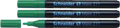 Schneider schrijfwaren schneider lakmarker - maxx 271 - 1-2 mm - groen - 3 stuks - s-127104-3