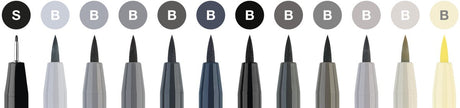 Faber-Castell Zeichenstift – Pitt Artist Pen – Pinsel – 12 Stück – Graustufen – FC-267423