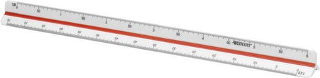 Westcott schaalstok - 30cm - schaal 1:2,5 5 10 20 50 100 - ac-e10164