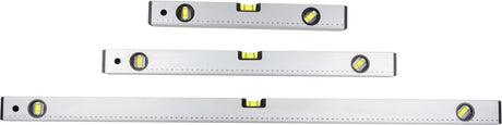 Kinzo waterpassen - waterpas set 40 60 100 cm - 0° 45° 90° - aluminium - grijs