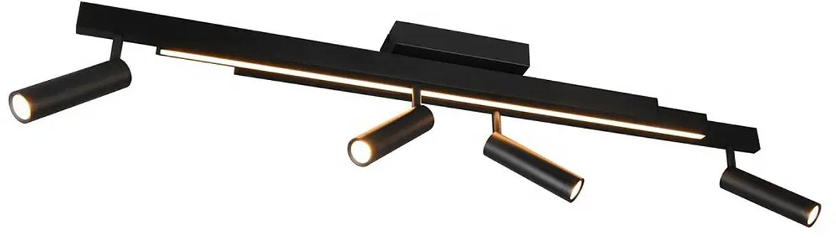 Trio zeno - plafondlamp - zwart mat - incl. 4x smd 5,5 w - licht apart schakelbaar - afstandsbediening - geintegreerde dimmer - traploos instelbare lichtkleur - plafondbevestiging - niet geschikt voor externe dimmer - geheugenfunctie - uitschuifbaar