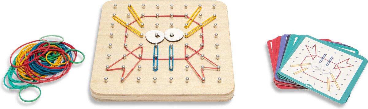 Bs Toys Geobord – Spielzeug aus FSC-Holz – elastisches Spiel – Motorikspiel – Montessori-Spielzeug – Montessori – Kinderspielzeug – 1 bis 2 Spieler – Geschenk für Kind
