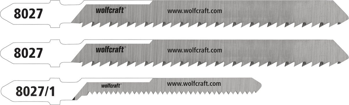 Wolfcraft – Acryl-Stichsägeblätter – Stichsägeblatt feiner gerader und gebogener Schnitt für – HCS-Sägeblätter mit T-Schaft – speziell für Acryl und Acrylglas – 8027000