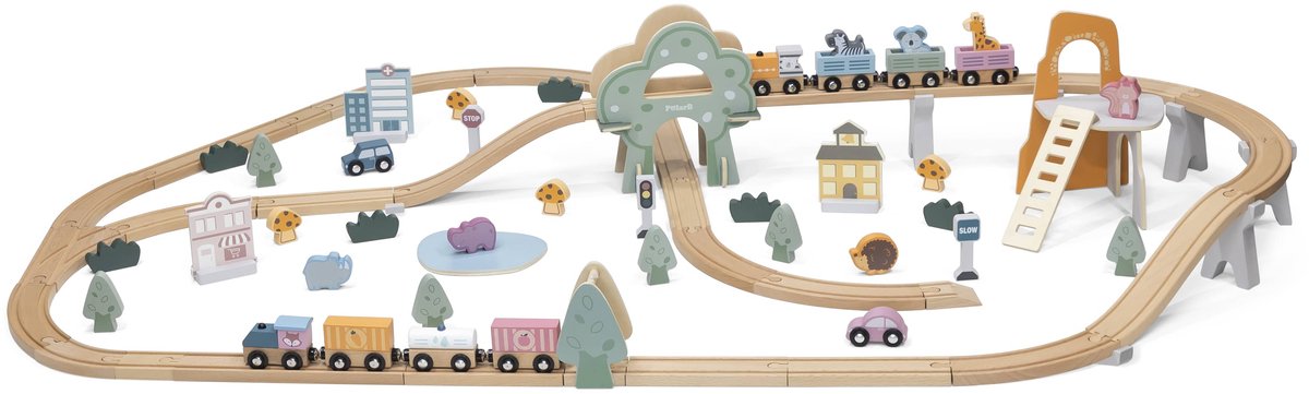Polarb® Kindereisenbahngleise aus Holz 90 Stück