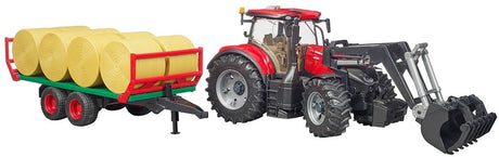 Bruder 3198 Case Ih Optum 3 CVX mit Frontlader, Ballenwagen
