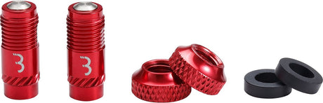 Bbb cycling corecap - universele ventiel upgrade set - 300% meer luchtstroom - geschikt voor alle pompen - presta naar schrader formaat - 2 stuks - rood - bti-165
