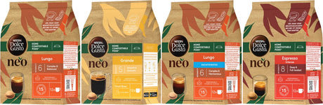 Nescafé Dolce Gusto Neo Kaffeepads Caffè Mix-Paket (Lungo, Lungo Decaf, Espresso Intense und Grande) – 4x12 Pads für 48 Tassen Kaffee