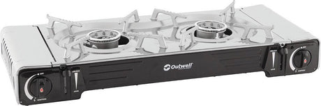 Outwell – Gaskocher – Camping – tragbar – Vorspeise – Maxi – 2 Brenner – silbergrau
