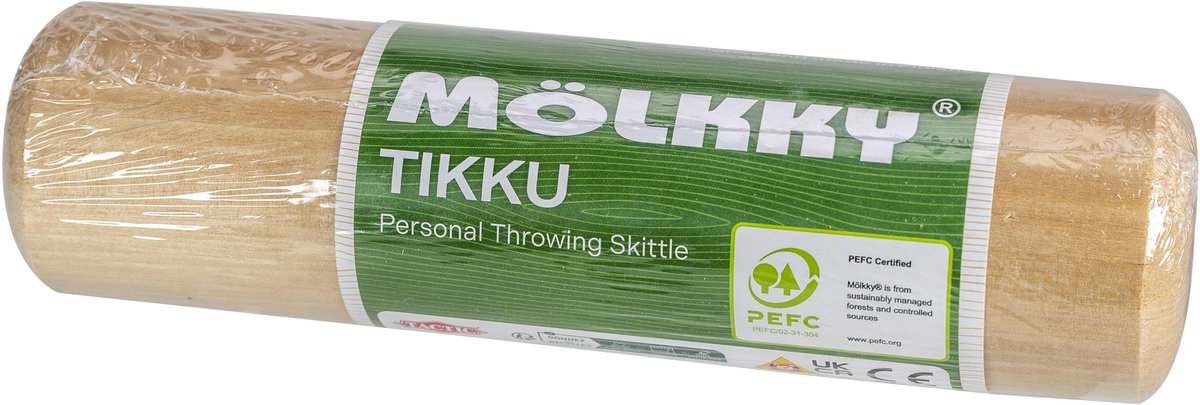 Tactic Mölkky Tikku Wurfstock – Actionspiel – Original finnisches Holzwurfspiel – nachhaltiges Buchenholz – mit kostenloser Punkte-App