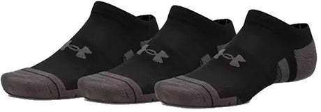Under armour new ua perf tech 3pk ns-blk unisex sportsokken - ultimate zwart - ultimate zwart - jet grijs