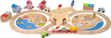Bigjigs Holzeisenbahn-Set säubert die Meeresküste, 70-teilig.