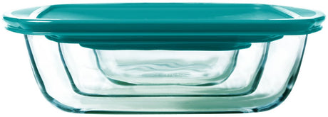 Pyrex - Kochauflaufform rechteckig mit Deckel 3er-Set - Borosilikatglas - transparent -