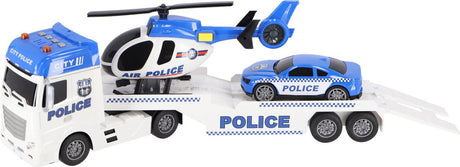 Rapid Wheels Polizeiautotransporter mit Auto und Hubschrauber mit Licht, Ton und Reibung