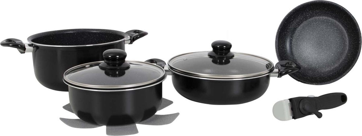 Gimex - Pfannenset - Induktion - Schwarz - 7-teilig