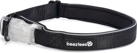 Beeztees safety gear parinca - hondenhalsband - led - nylon - zwart - 50-55x2,5 cm
