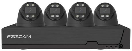 Foscam fn9108e-t4-2t Kit Sicherheitskamera-Set – 4 Kameras – PoE – 2 TB Speicher – Nachtsicht 20 m – 5 MP – Schwarz