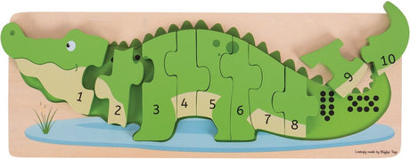 Bigjigs Spielzeug-Holzpuzzle 3D-Krokodil - Bigjigs
