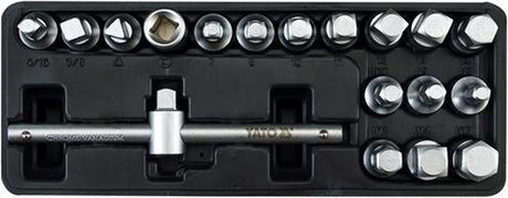 Yato - Ölstopfenschlüsselsatz - 18-teilig - 3 8 Antrieb