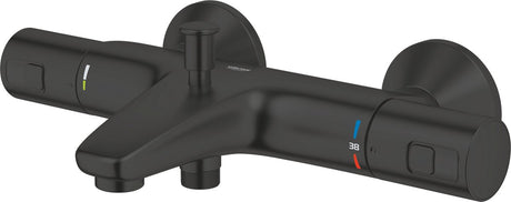 Grohe Precision Start Thermostat-Badewannenarmatur – 15 cm – wassersparend – mit Umsteller – inklusive Kupplungen – mattschwarz