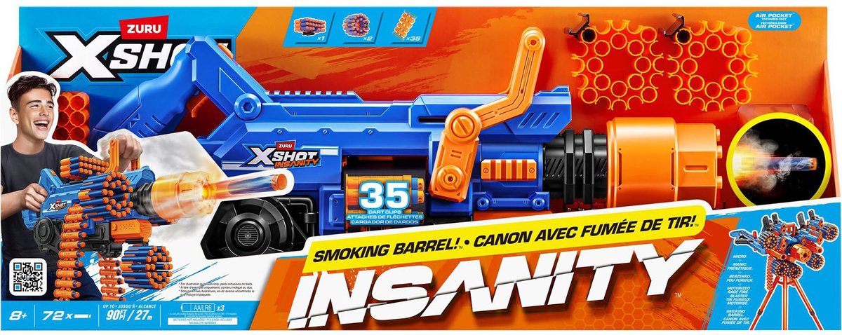 X-Shot Insanity Mega Barrel Light and Smoke 72 Darts