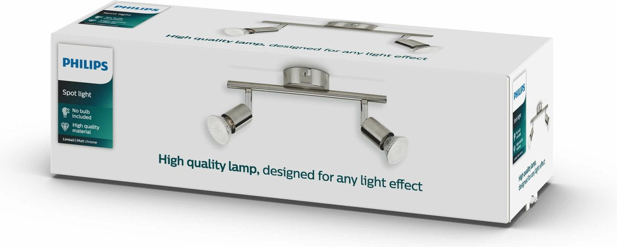 Philips led philips limbali opbouwspot - 2-lichts - nikkel