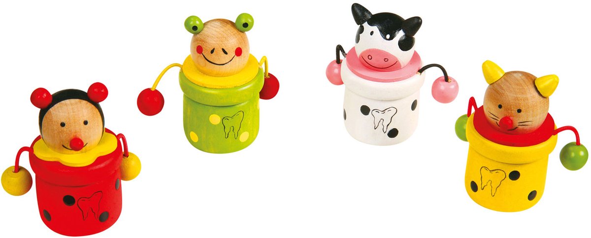 Small Foot - Babyzähne-Topftier aus Holz, 4-tlg.