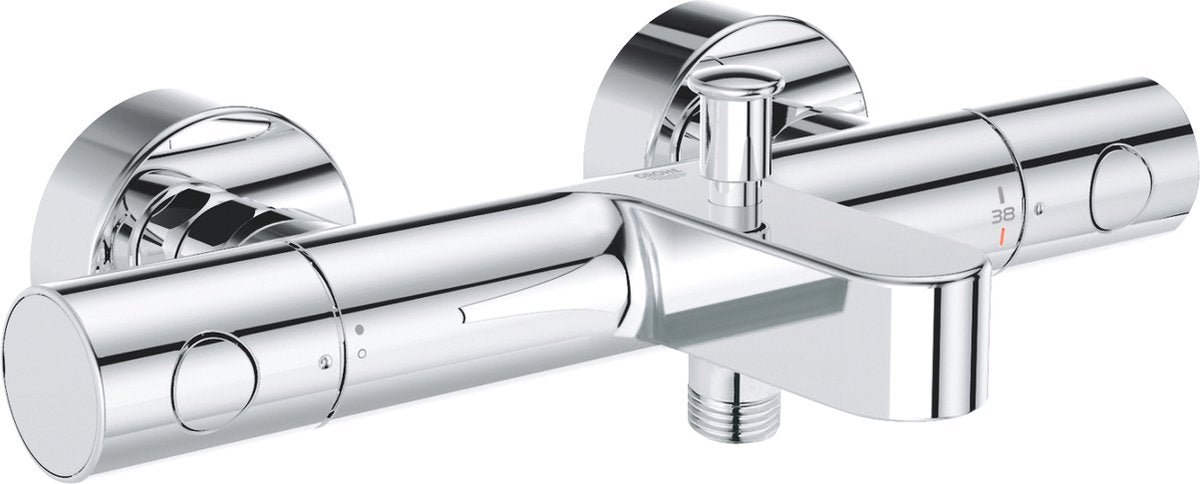 Grohe Precision Get Thermostat-Badewannenarmatur – 15 cm – wassersparend – inklusive Kupplungen – Chrom
